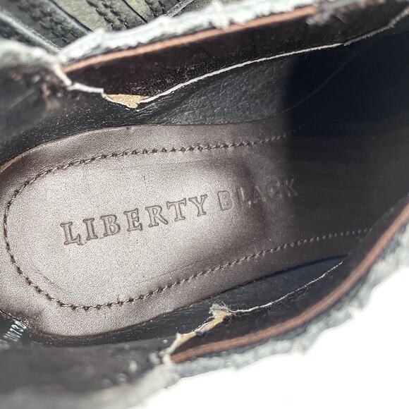 Liberty Black Moneta Booties Black Leather Western Ankle Boot Block Heel Sz 7 - Picture 9 of 9